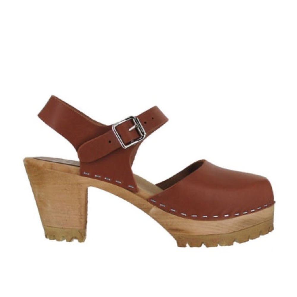 Mia Leather Abba 70s-inspired Brown Clog - 39/9